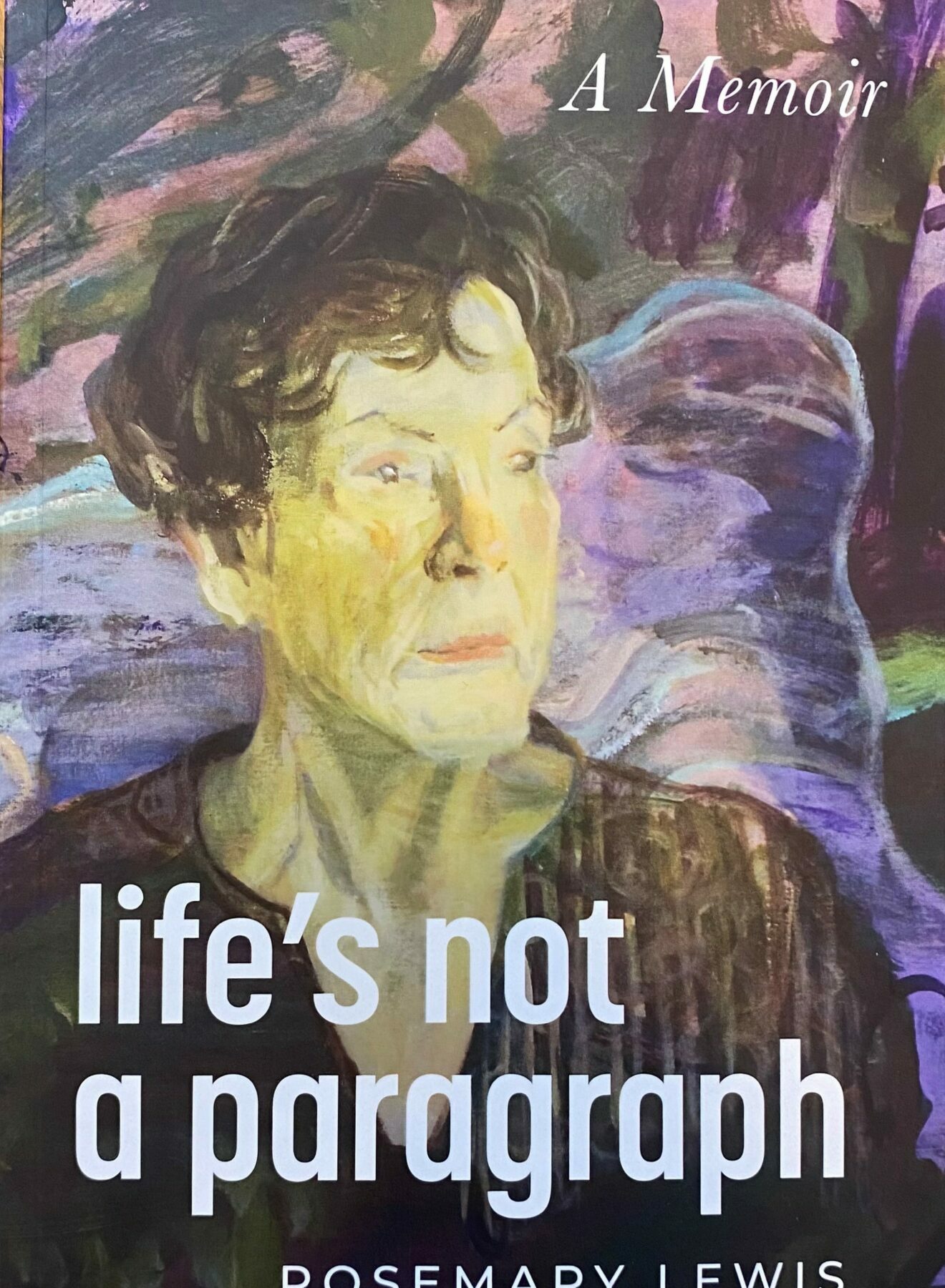 A book cover featuring artwork of a woman with short hair looking off to one side. The title is overlaid in blue