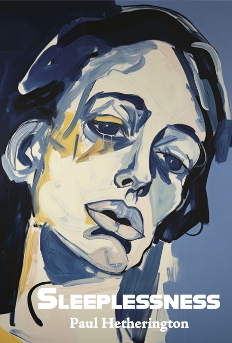 A blue book cover with an illustration of a sad face, in blue tones with some yellow highlights. The title is in white block letters at the bottom